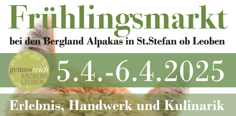 Bergland Alpakas-Frühlingsmarkt am 5. und 6. April 2025